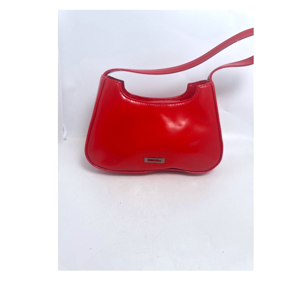 Guess Shoulder Bag Womens Small Red Good Patent Fauxβ Leather Y2K Logo Baguette
